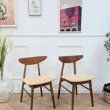 Set of two yellow reupholstered chairs