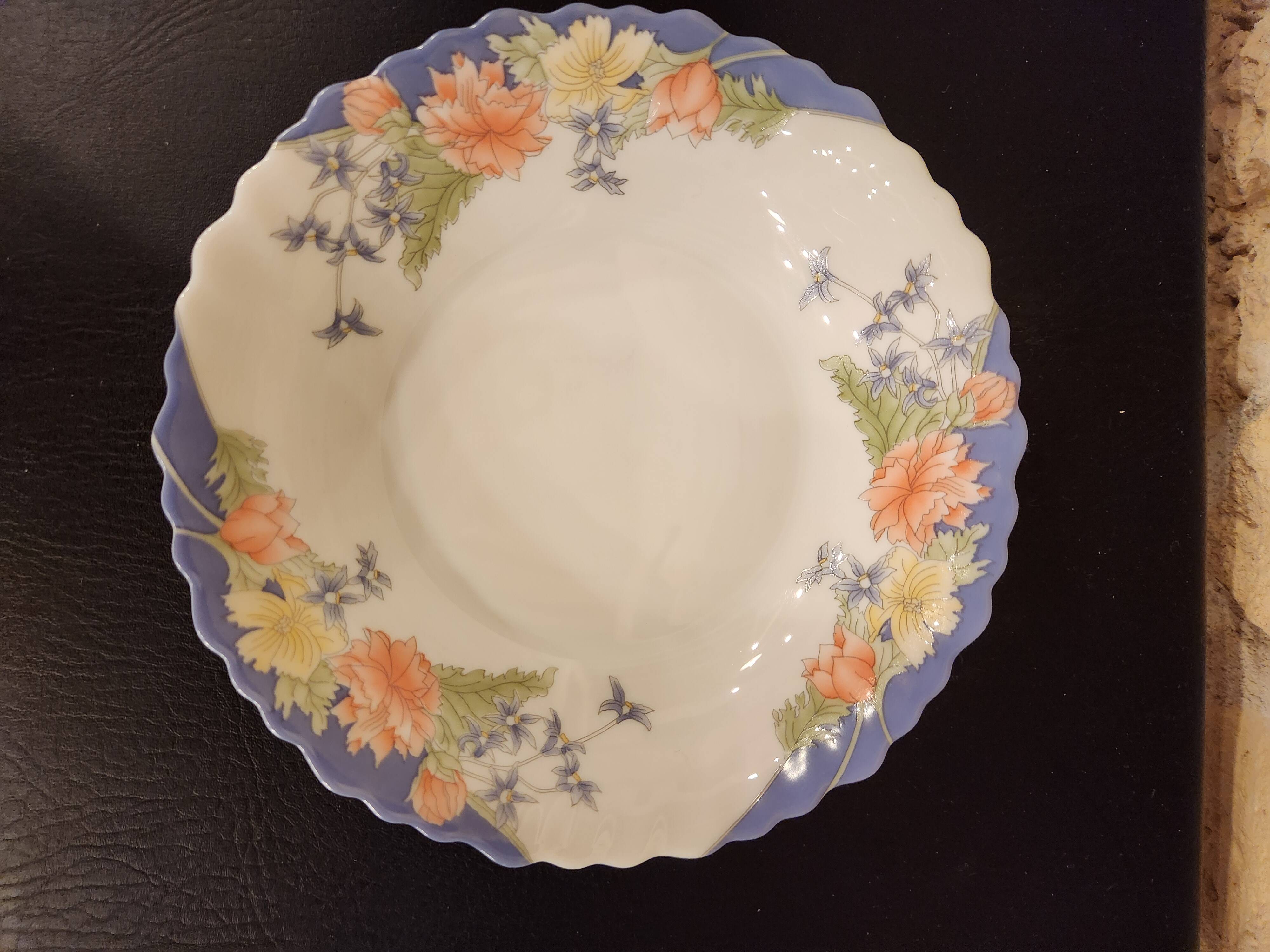 Set of 6 floral deep plates by Arcopal – 1970s/80s – Ø18 cm