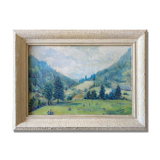 Painting "Mountain landscape" signed Sampic, artist of the Yonne 1952