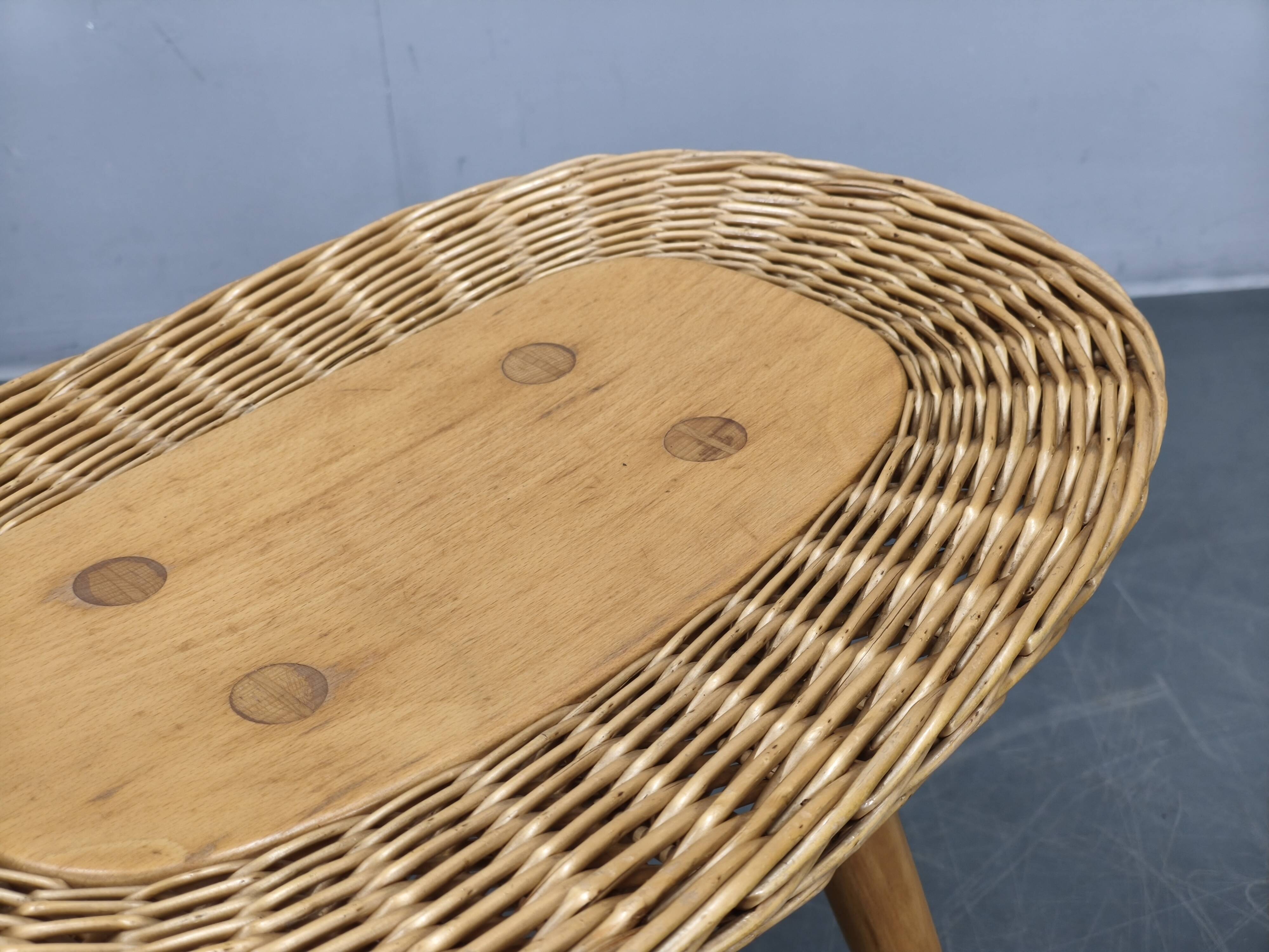 Pair of Rattan Side Tables by Jan Kalous for ULUV, 1970s