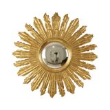 Large Wooden Sun Mirror Sunburst Butler XL Mirror Gold 70cm