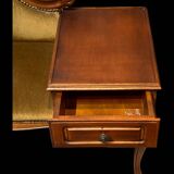 Telephone chair in wood and mustard fabric