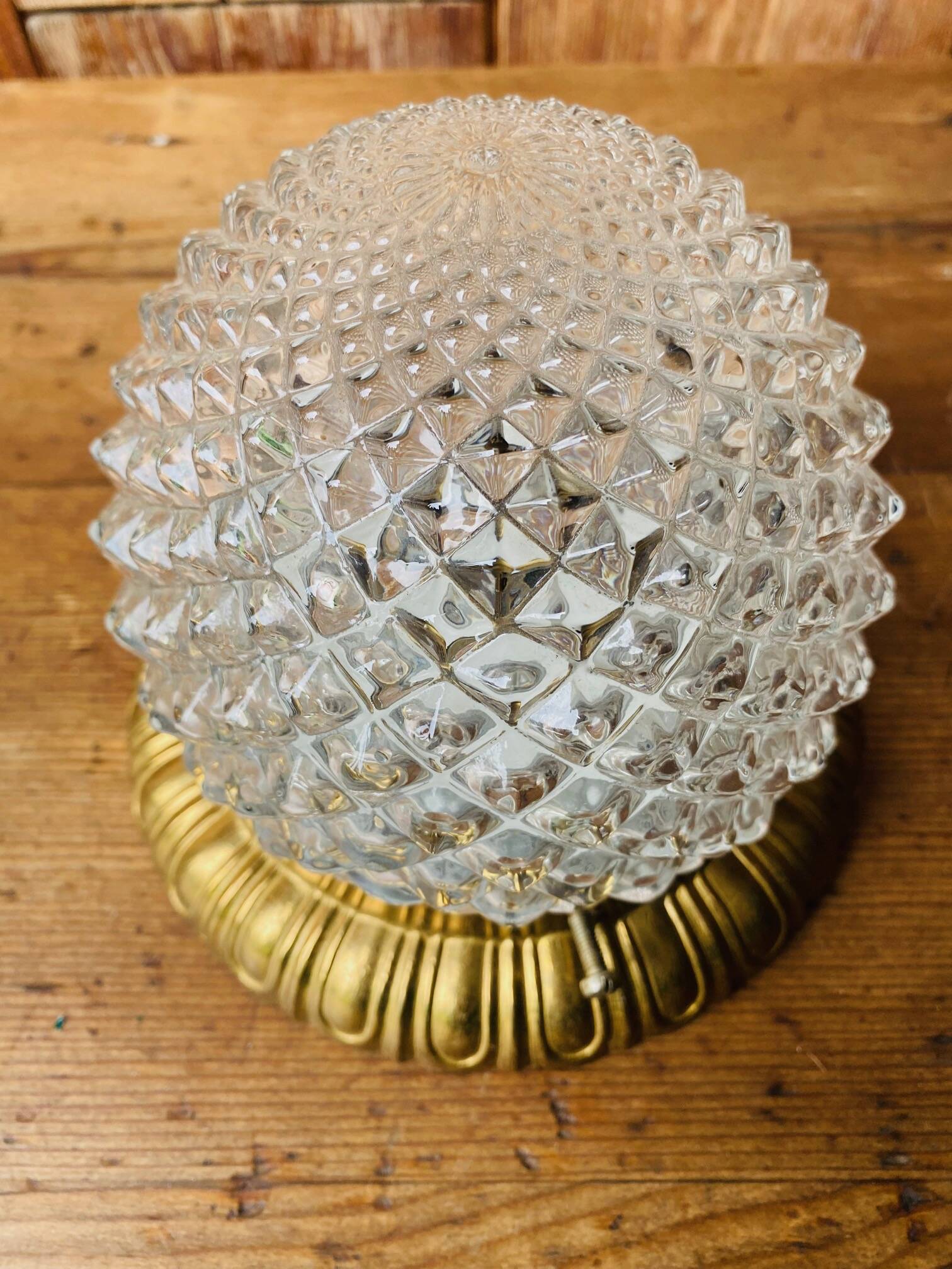 Vintage glass and brass ceiling light