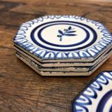 Glass underside and ceramic ramekin Gien France 60s