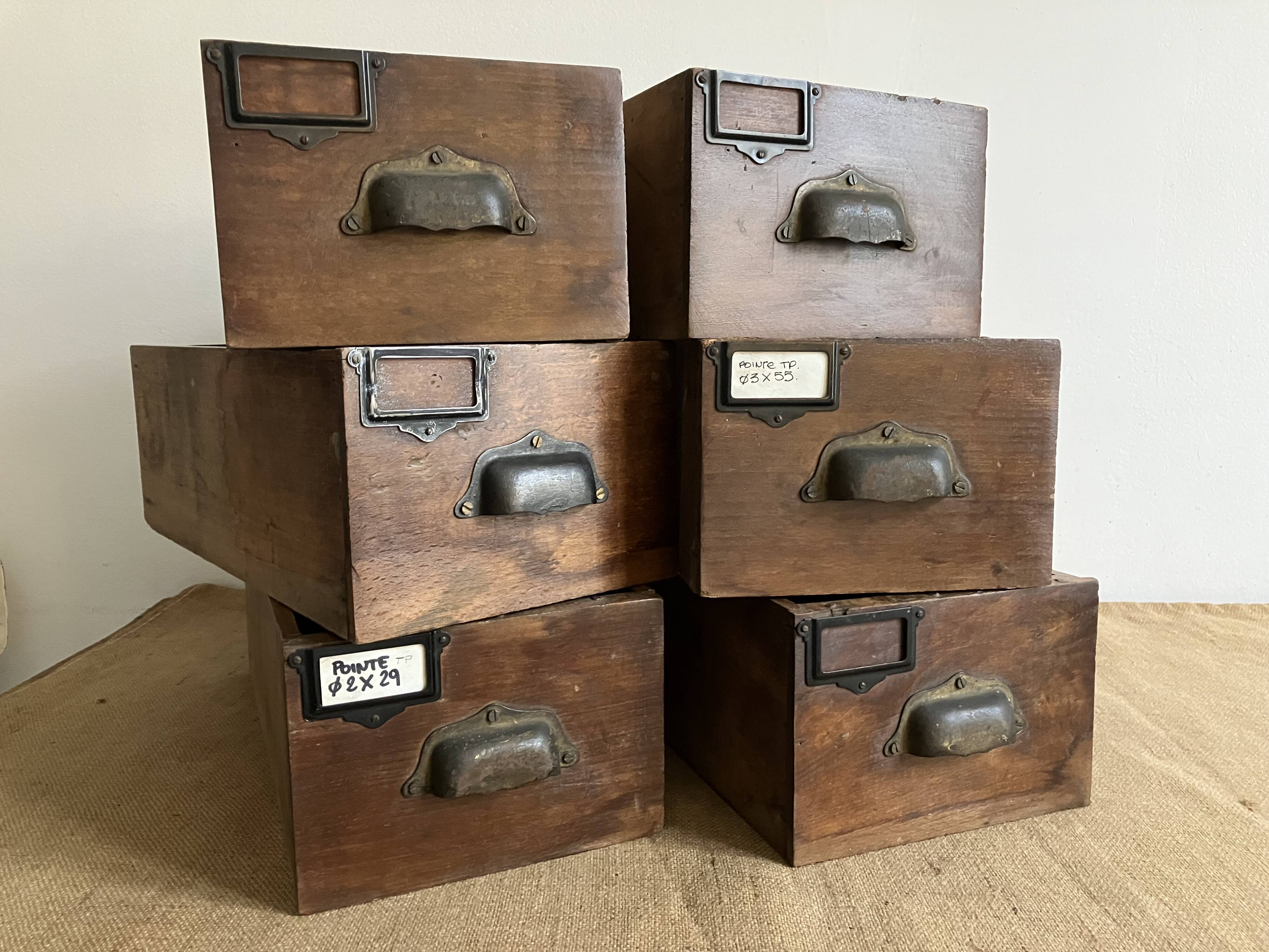 Reserved Andrea - 6 old workshop drawers