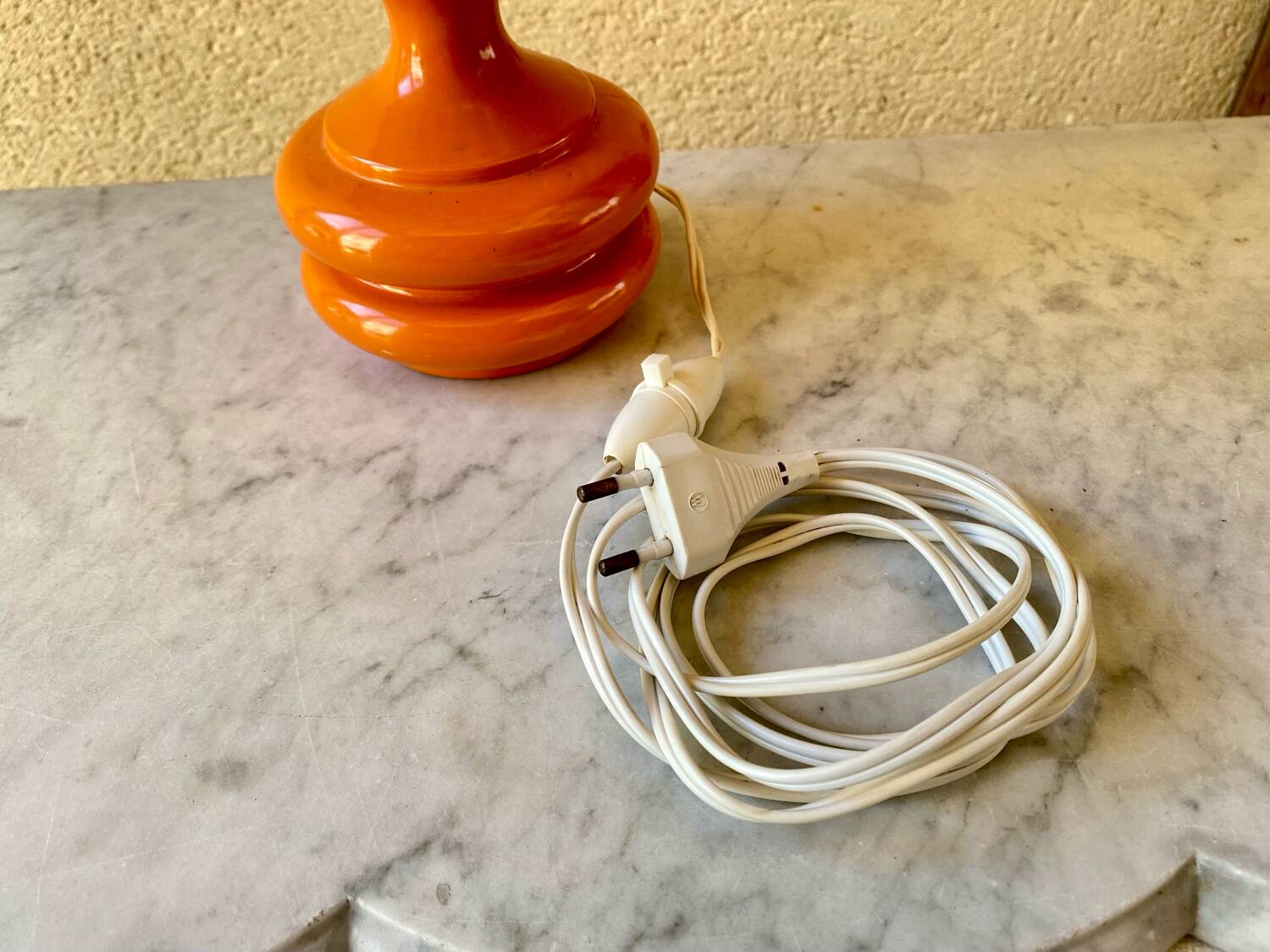 Lampe design Space age vintage années 70 original verre orange