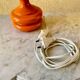 Lampe design Space age vintage années 70 original verre orange