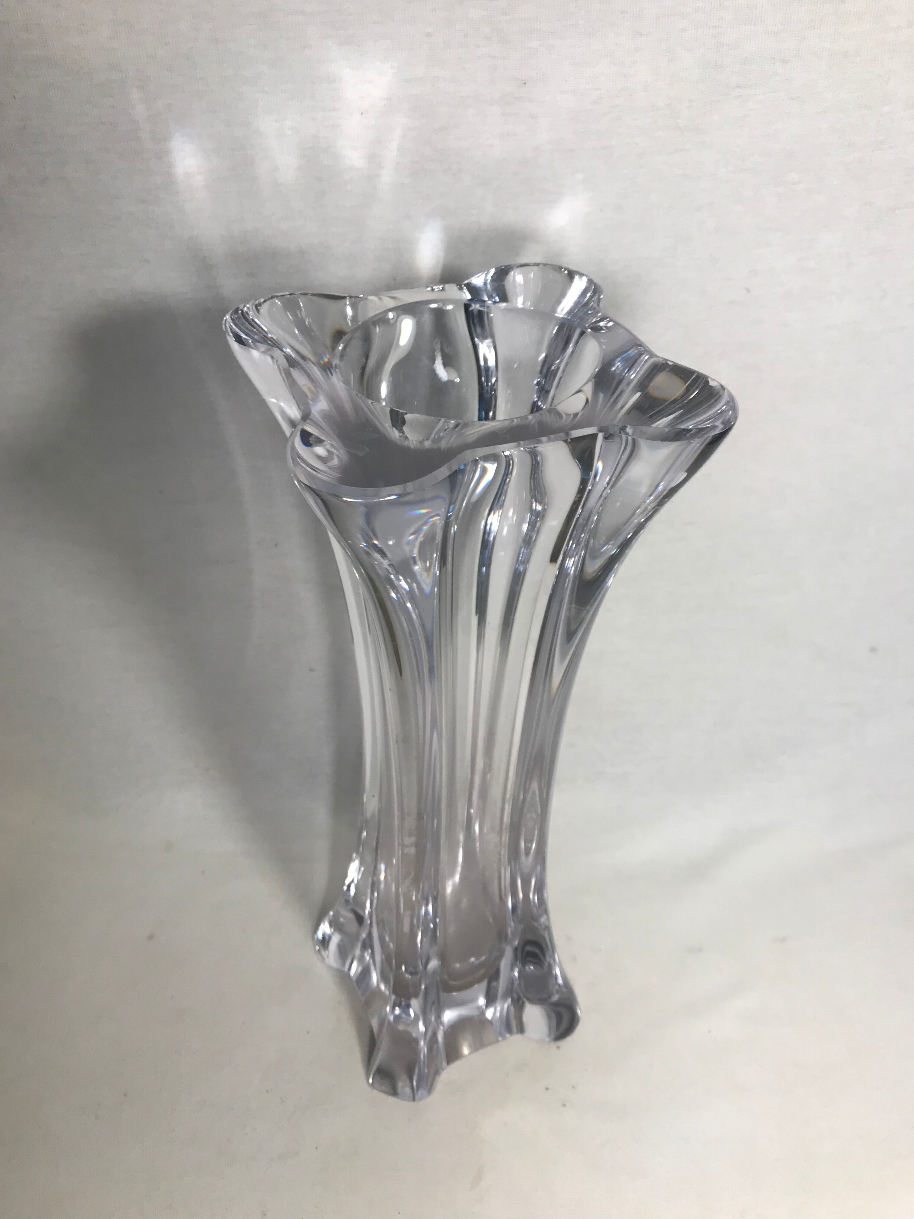Old molded Crystal Vase form geometric Decoration Vintage