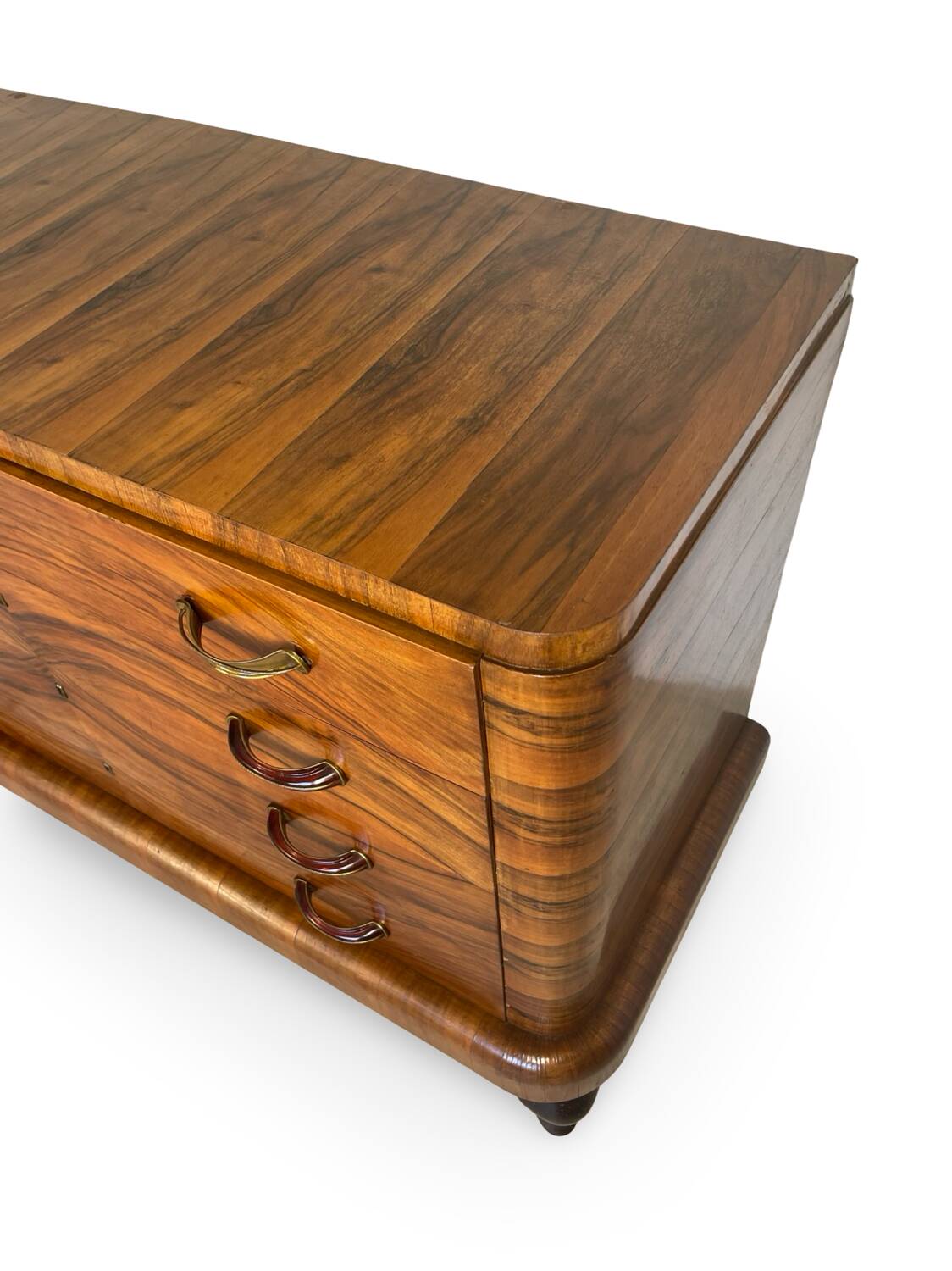 Commode italienne Art déco en ronce de noyer, années 1930