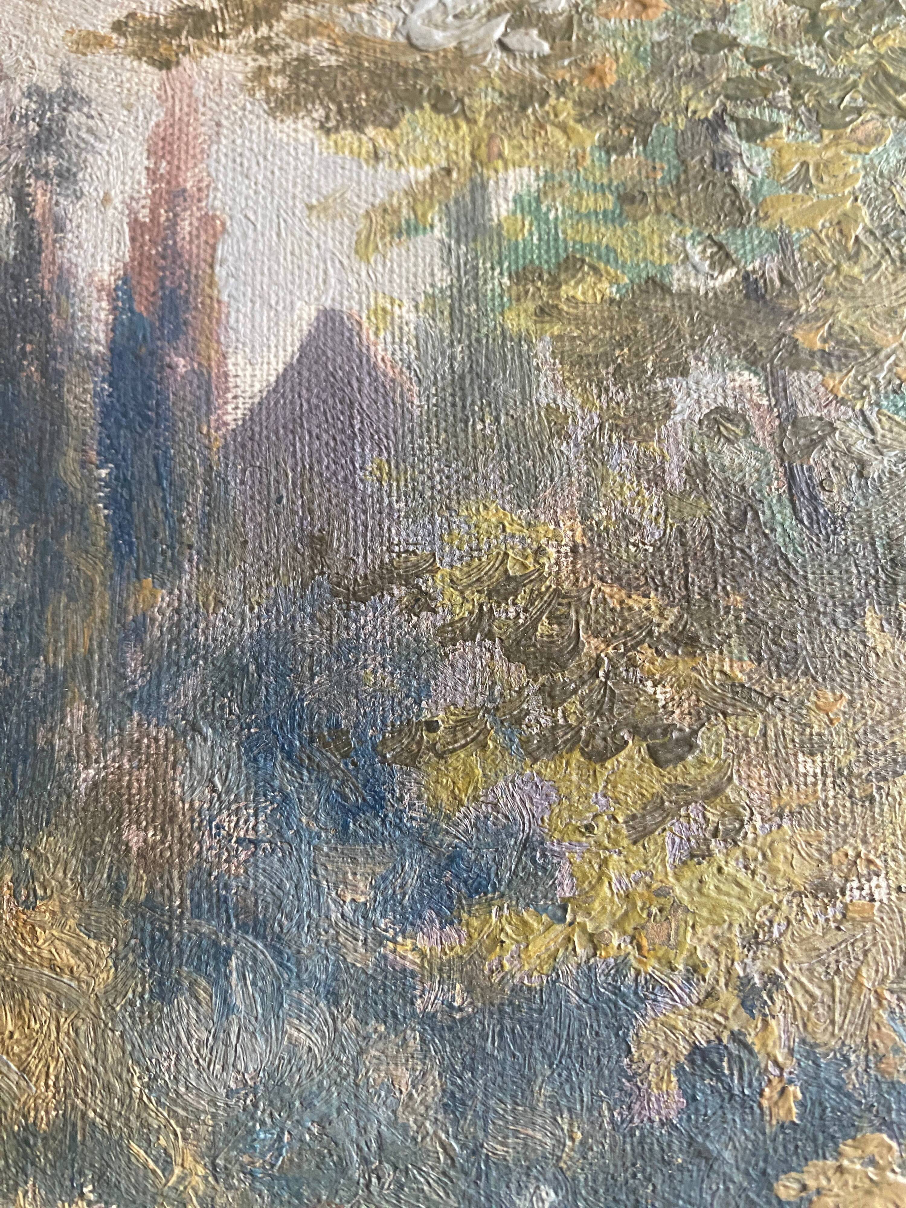 HST/P painting “Live and wooded riverside with fortification” (20th century)