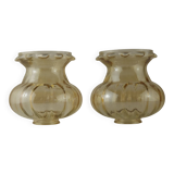 Matching Pair Mid Century Amber Glass Bubble Glass Replacement Shades 5593
