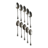Set of 10 small silver metal spoons