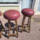 Lot de 4 tabourets de bar cuir et bois