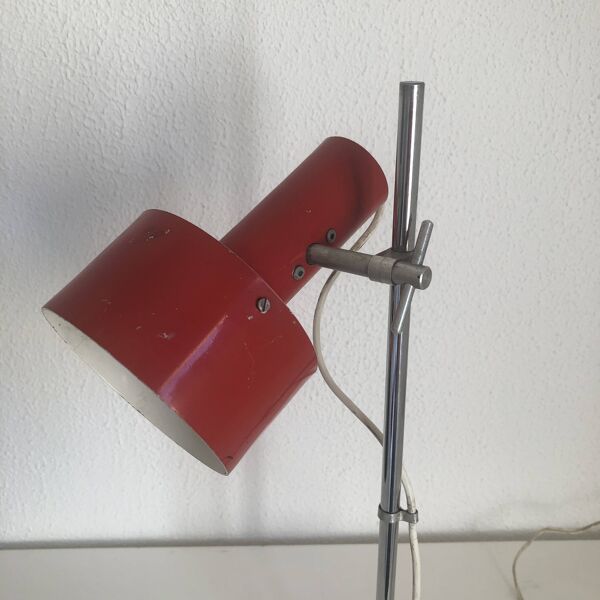 Lampe  vintage 1960 Monteuse Delmas rouge diable - 44 cm