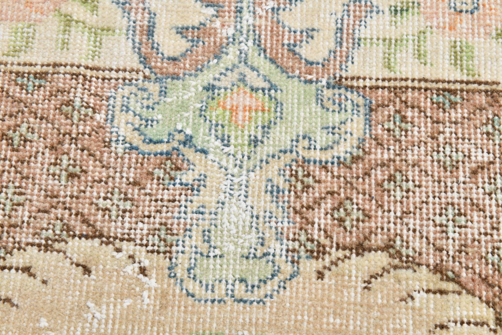 Light Yellow & Brown Turkish Rug, 114x204Cm