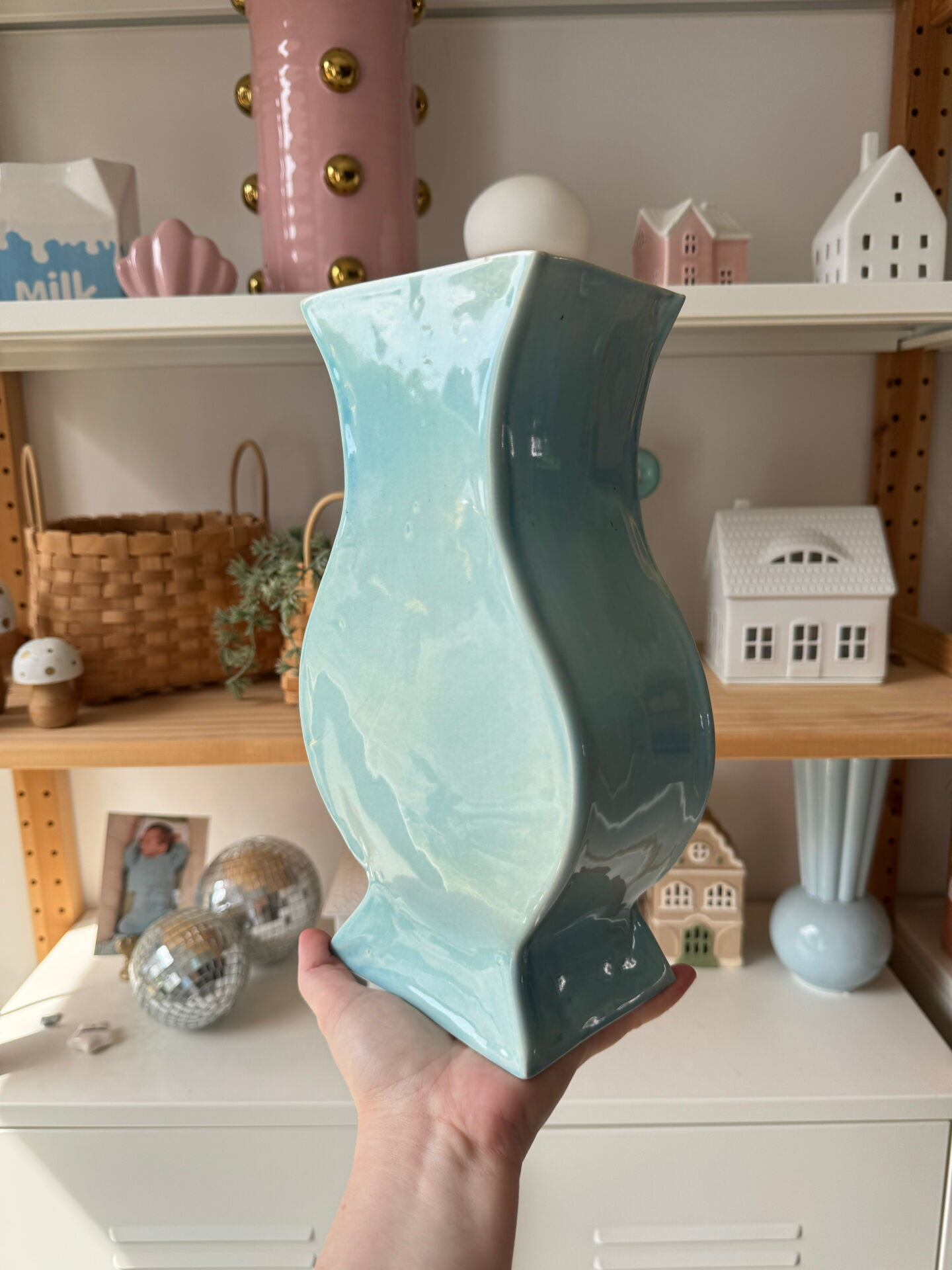 Vintage blue ceramic vase