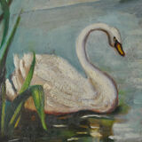 Set of 3 dishes 19th century terracotta painting 1895 boat lily lily swan