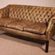 3-seater chesterfield in light olive green leather
