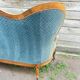 Napoleon III walnut canapé, blue velvet fabric.