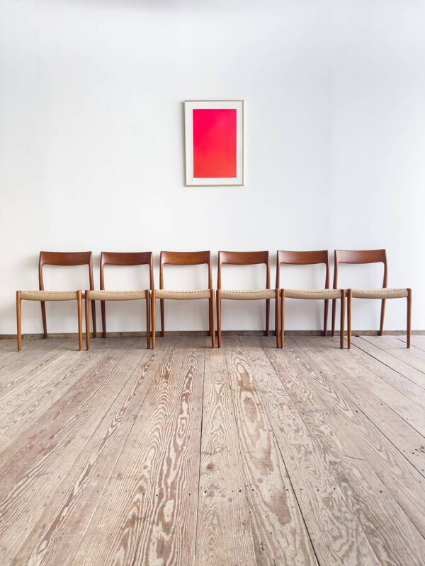 Chaises danoises en teck Mid-Century par Niels O. Møller # 77, set de 6