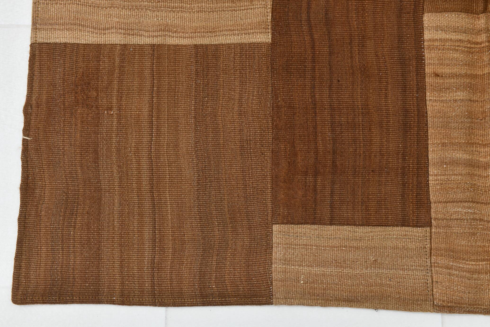 4x6 Checkered Pattern Brown Vintage Kilim Rug, 140x172Cm