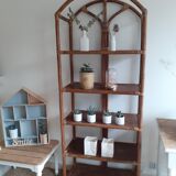 Rotin and wood library shelf