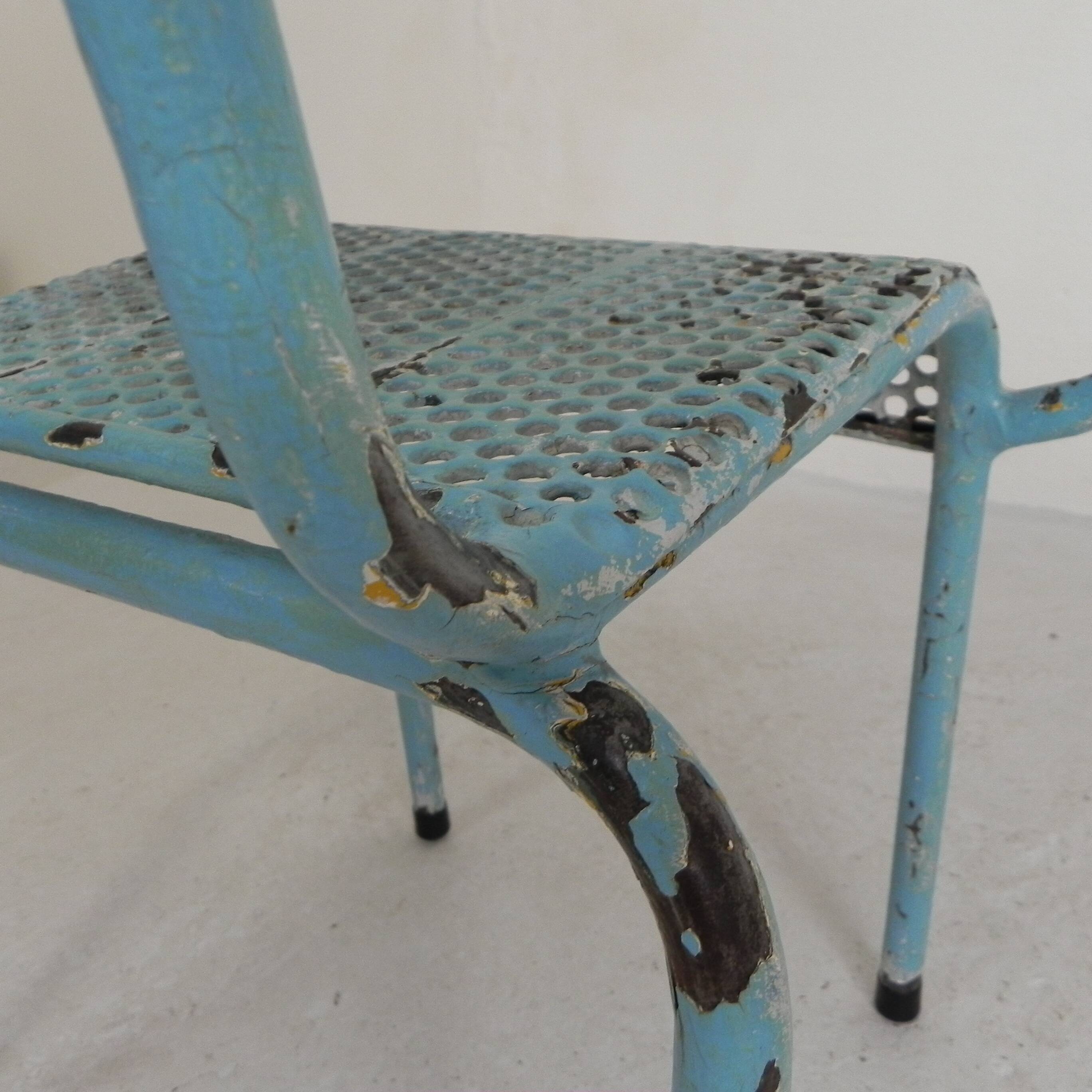 Lot de 2 chaises de jardin industrielles en acier avec accoudoirs, années 1950