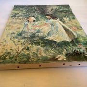 Painting of young girls in the garden, oil on canvas, signed