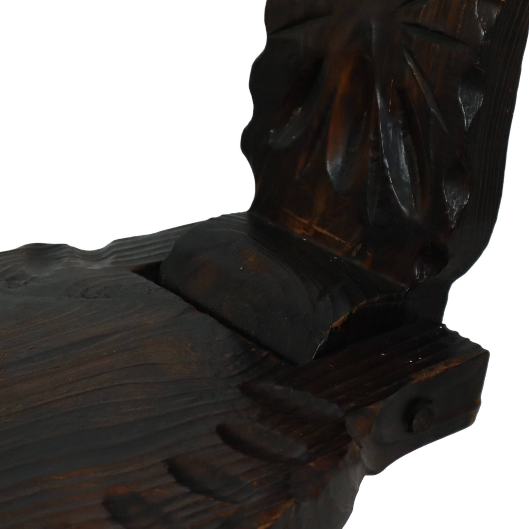 Authentic Spanish Brutalist Chair Tripod Cat Shape Solid Wood