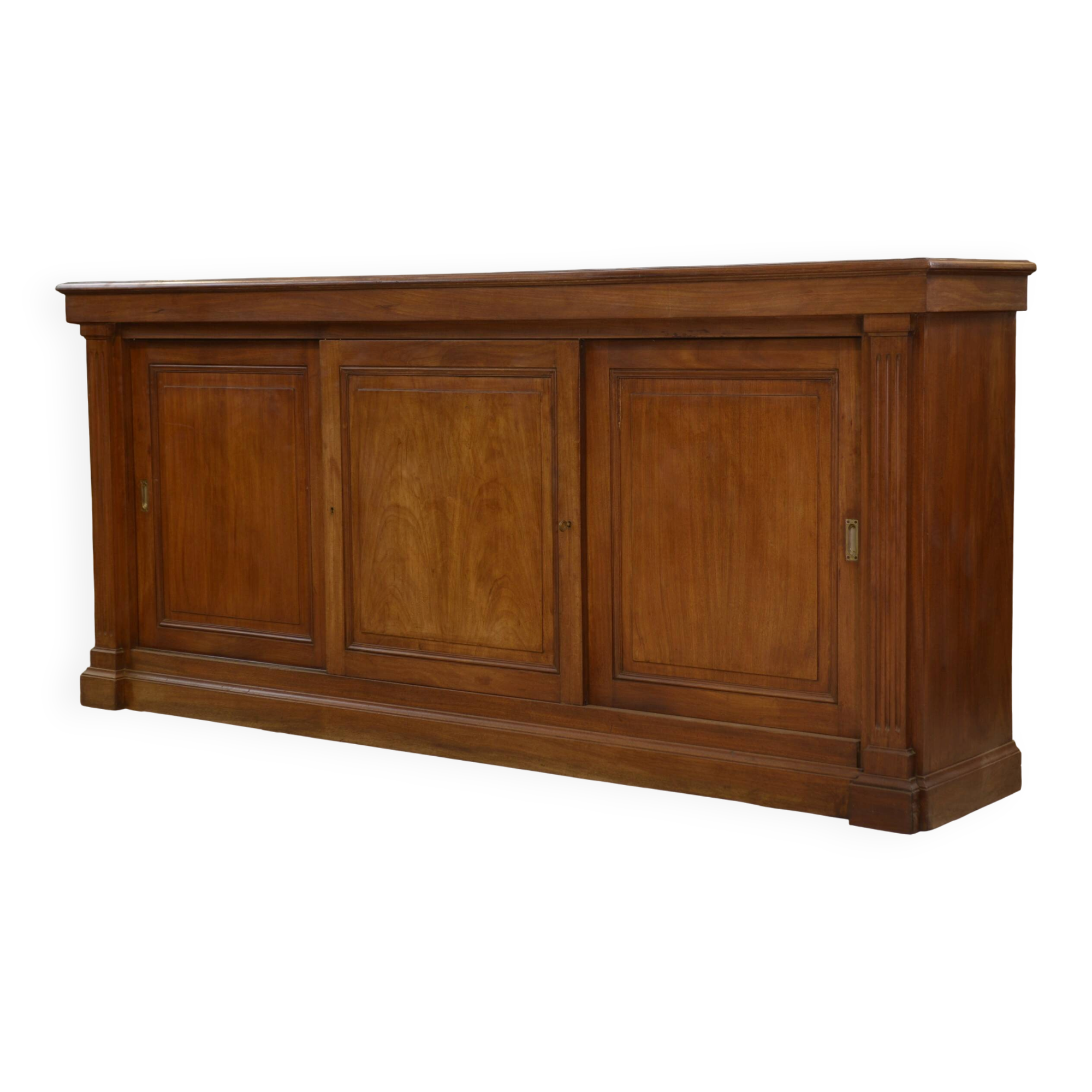 Meuble de métier en acajou à trois portes coulissantes 1920’s