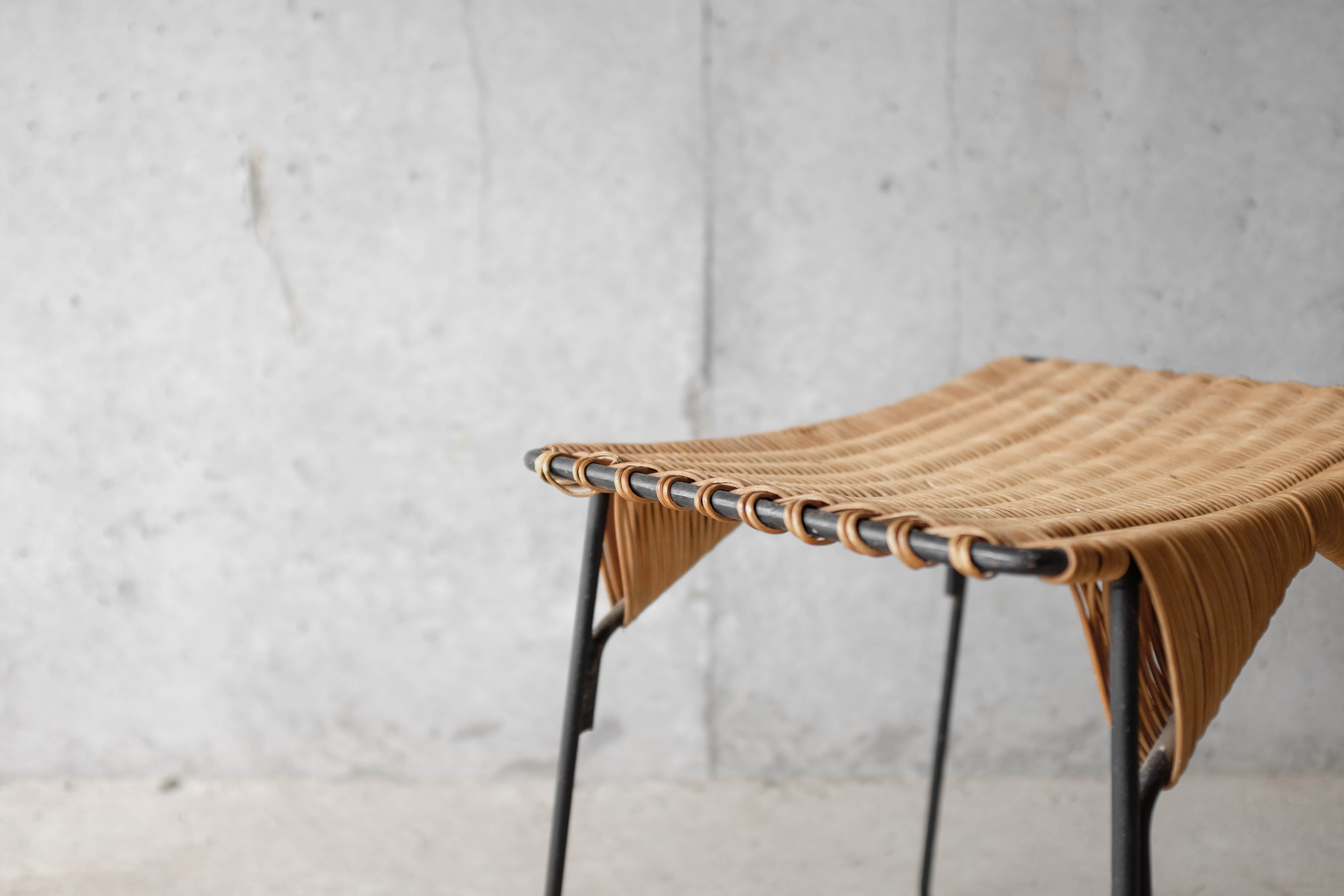 Stool metal and rattan years 60