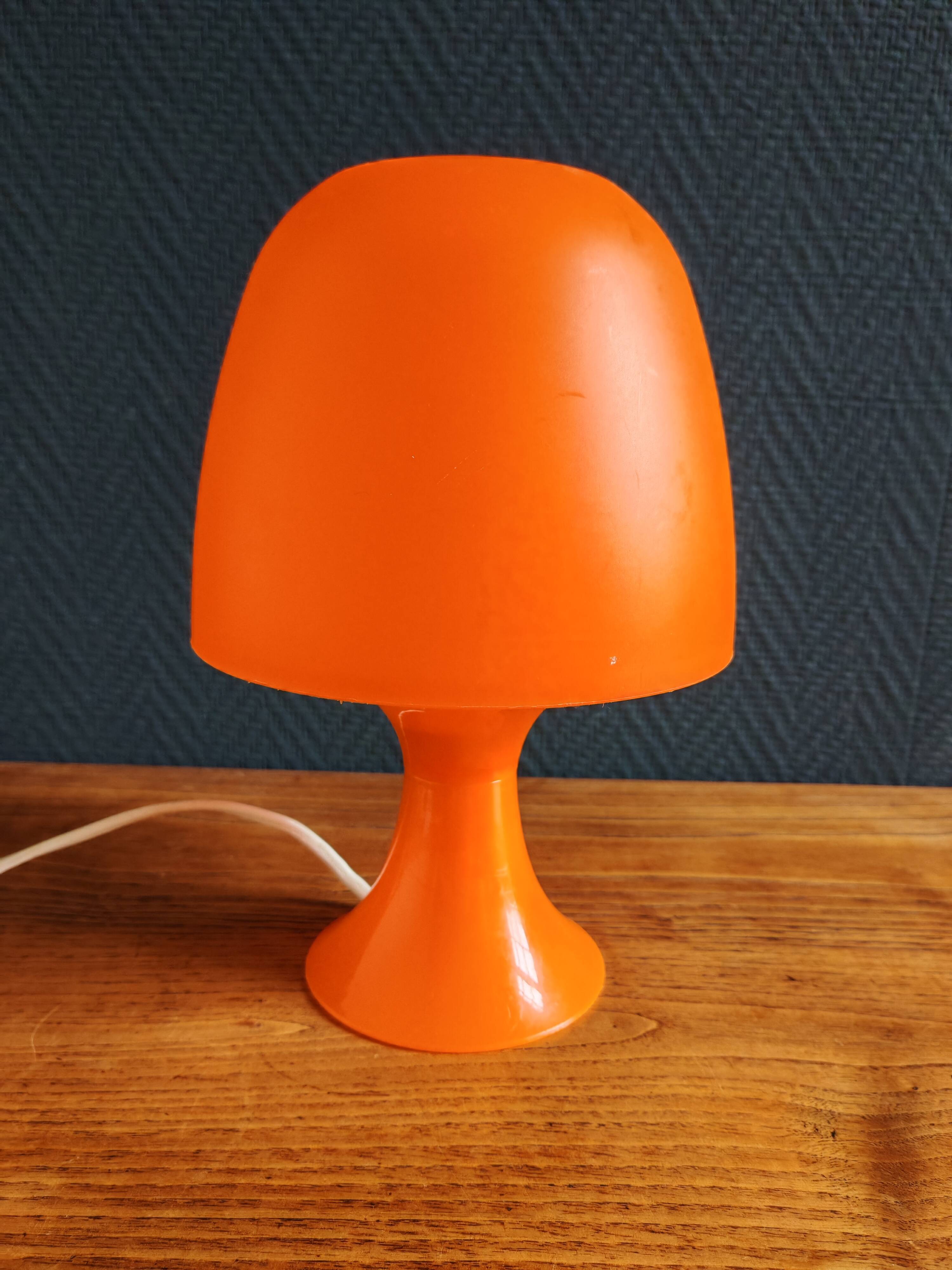 Lampe de table vintage/Lampe champignon en plastique orange