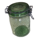 Green glass jar l l 'ideal