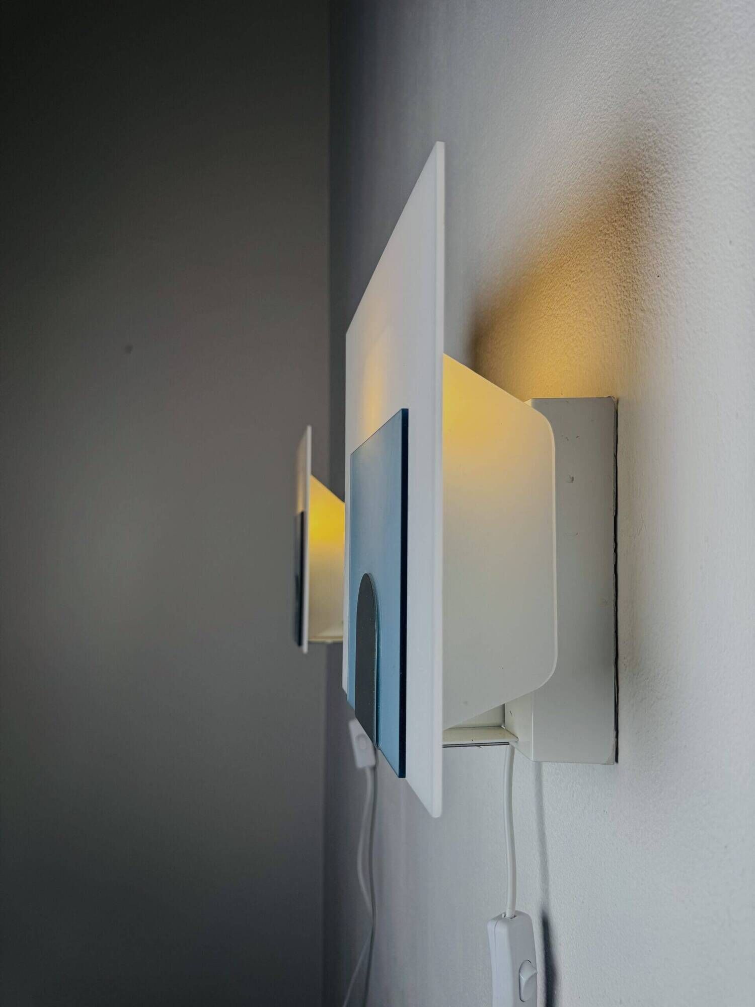 Minimalist Postmodern Square Wall Lights by Nafa Nybro Armaturfabrik, Sweden 1980s