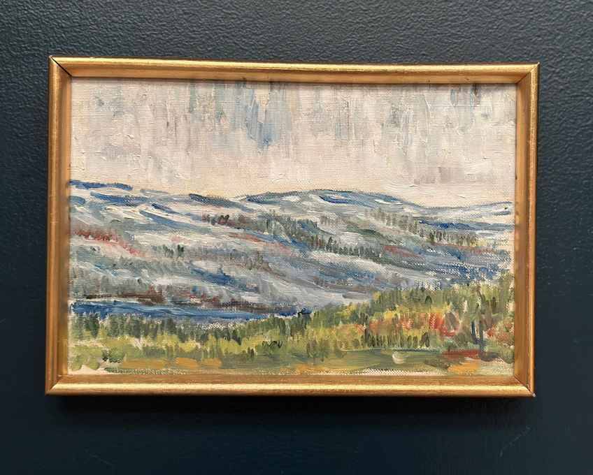 Mid Century Oil On Canvas Landscape By Unknown Artist Vintage & Framed – 33 × 22 Cm