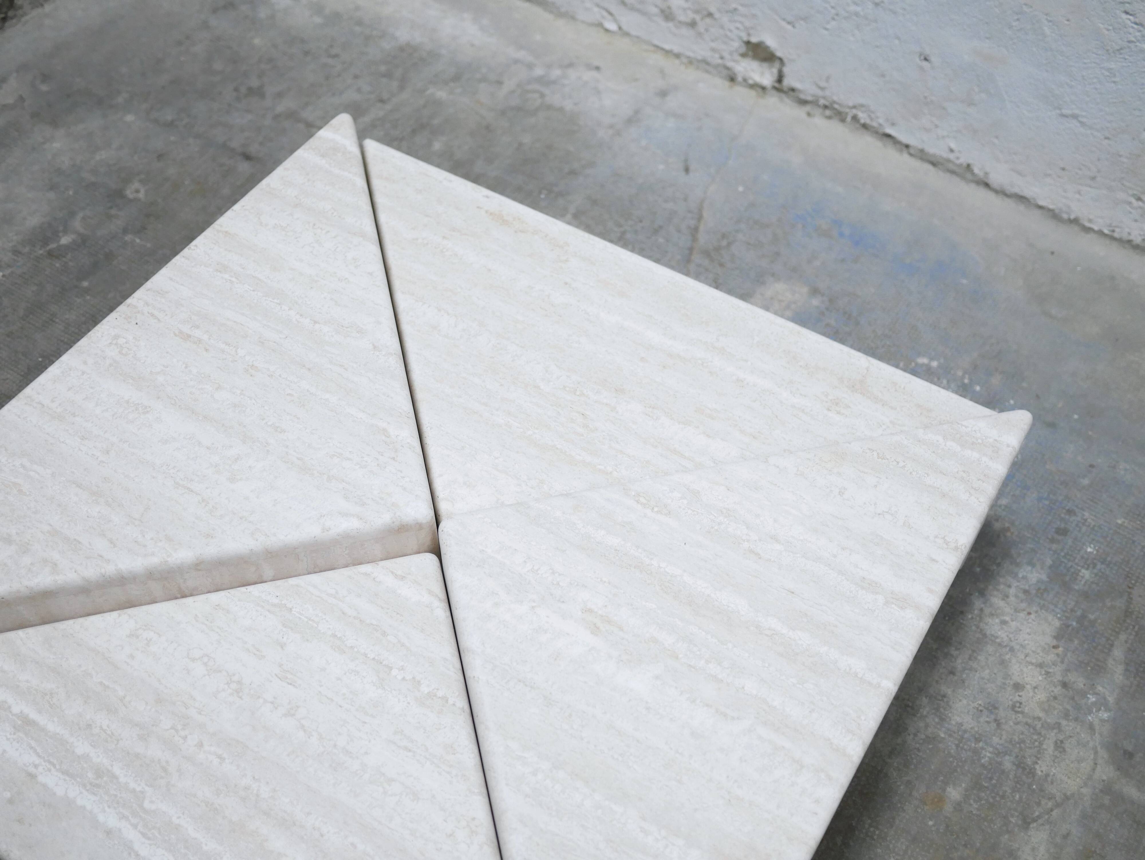 Vintage travertine coffee table published by Roche Bobois