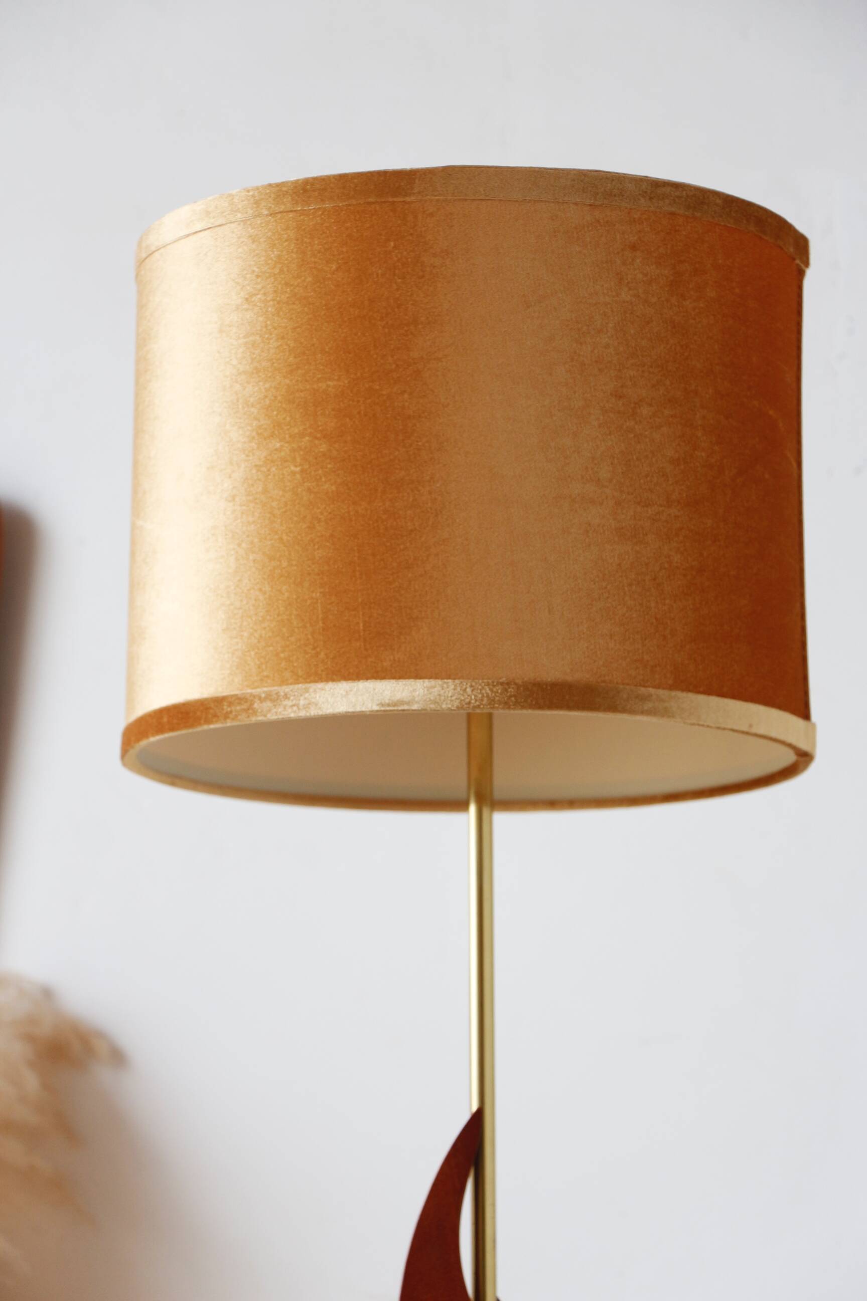 Teak and brass vintage Scandinavian floor lamp 1960 | Bakelite
