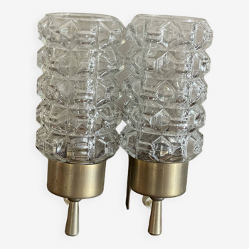 2 glass wall lights