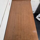 Vintage chest of drawers in oak and rattan from the 1960s.