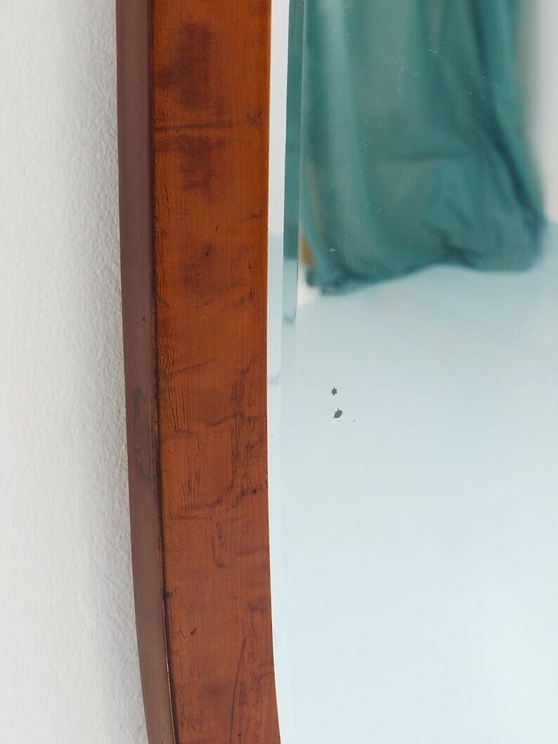 Early Biedermeier Large Antique Pearwood Shield Wall Mirror, Vienna, 1820s