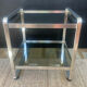 Space Age side table in aluminium and smoked glass