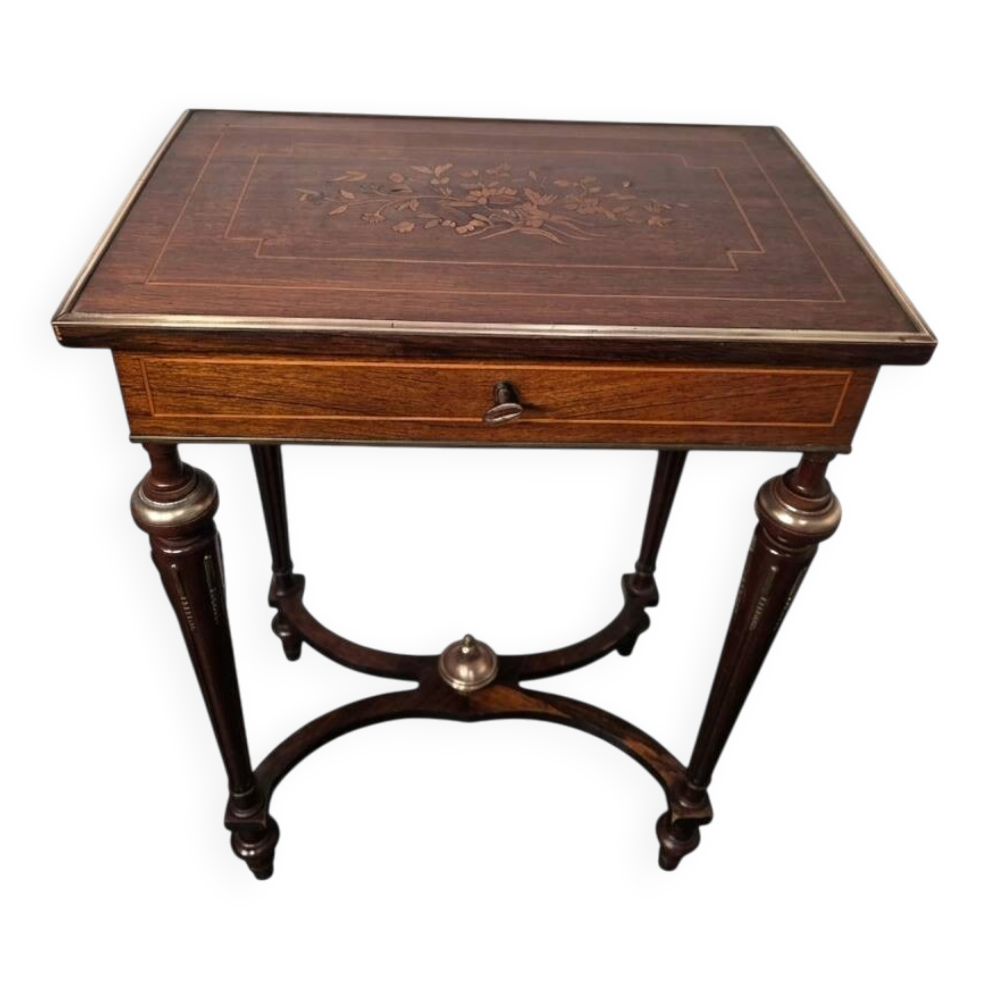 Napoleon III hairdresser in walnut and brass marquetry from the 19th century.