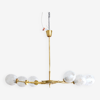 Vintage chandelier brass and tulips bubble glass globe lighting suspension ceiling lamp arlus