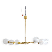 Vintage chandelier brass and tulips bubble glass globe lighting suspension ceiling lamp arlus