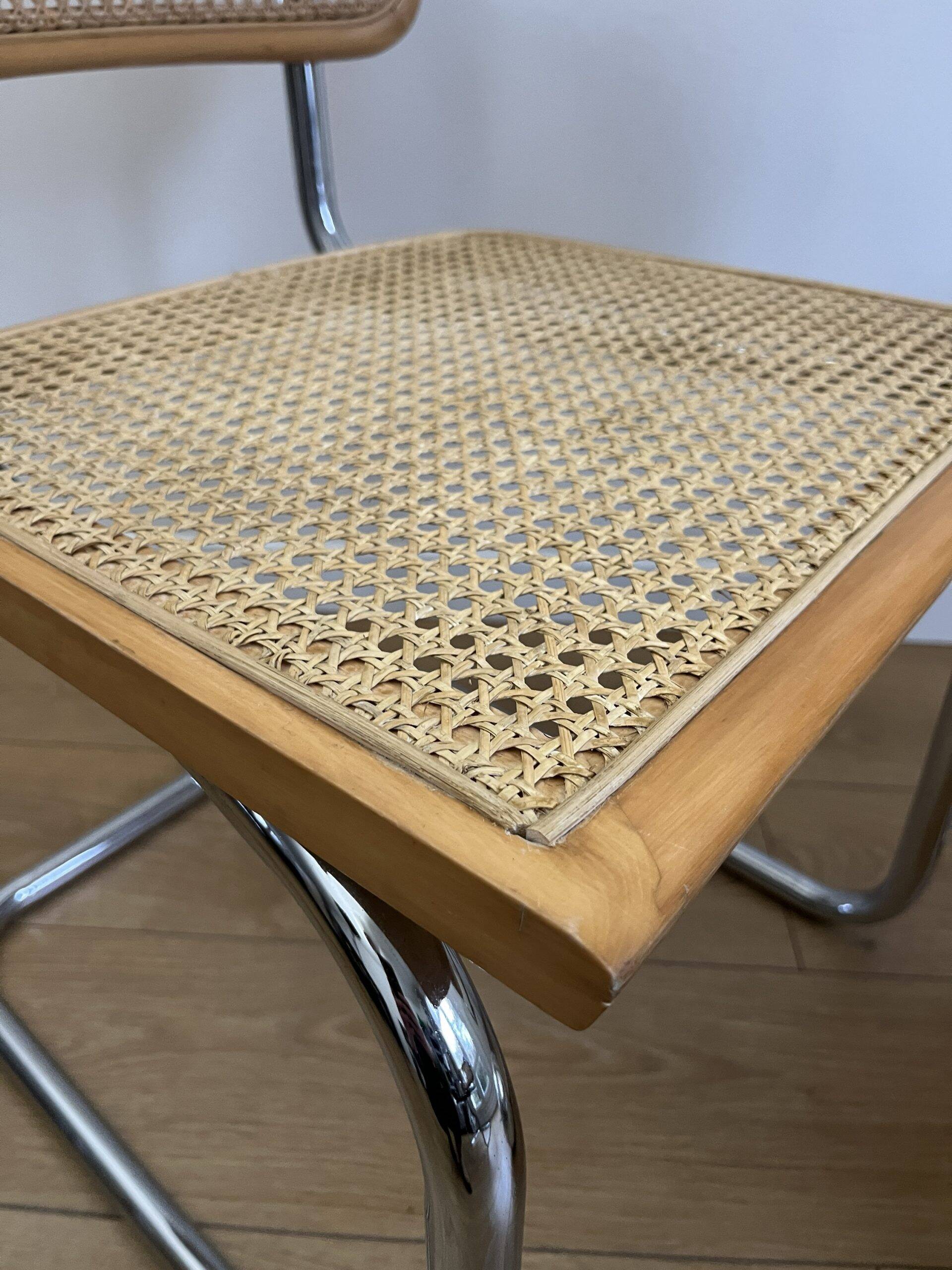 CESCA B64 armchair in canework after Marcel Breuer