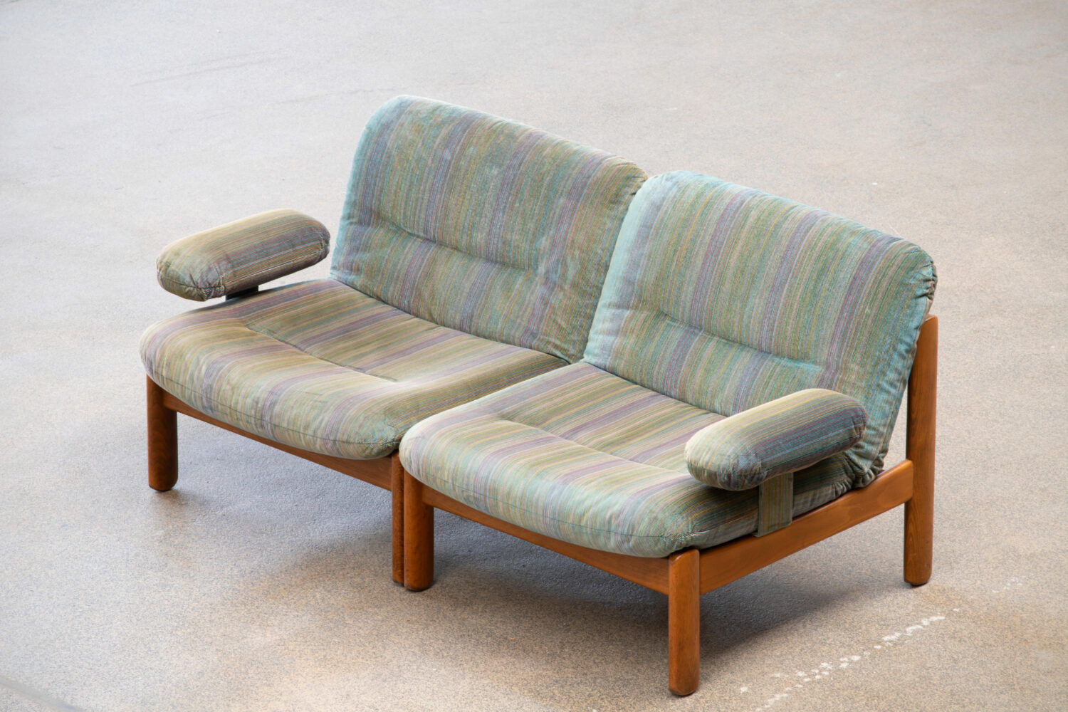 Pair of Scandinavian armchairs in teak and velvet, 1960