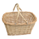 Rattan basket, woven wicker, with two vintage handles