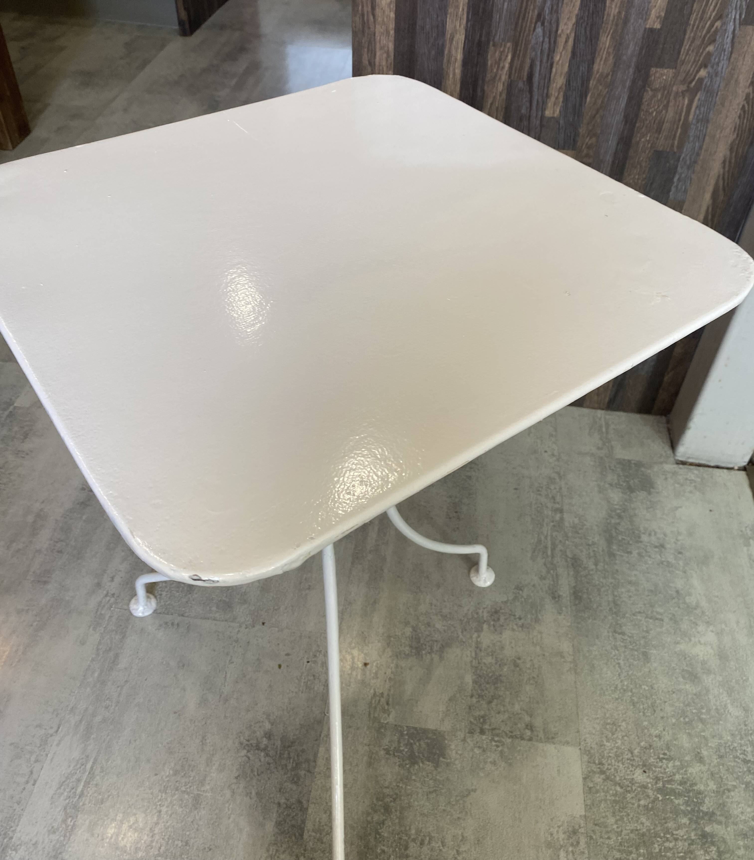 White square bistro table for bar café terrace garden metal 1950 white