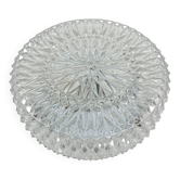 Applique murale en verre pressé vintage belge massif de style mi-siècle avec rosaces.