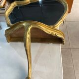 Miroir et console en bois doré